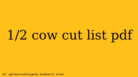 1/2 cow cut list pdf
