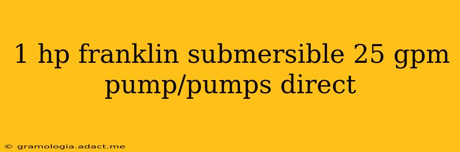 1 hp franklin submersible 25 gpm pump/pumps direct
