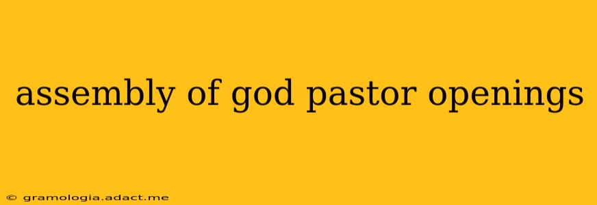 assembly of god pastor openings