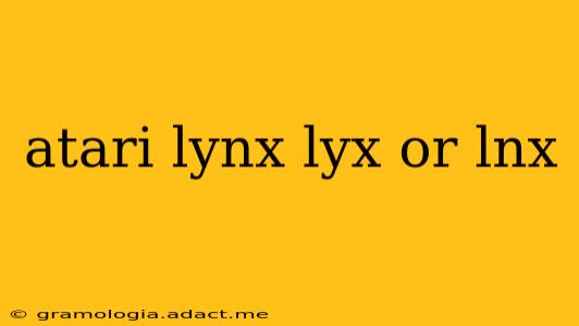 atari lynx lyx or lnx