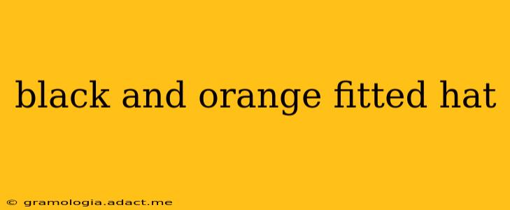 black and orange fitted hat