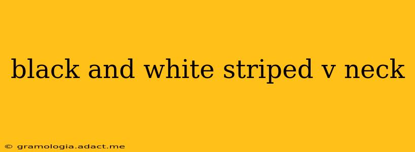black and white striped v neck
