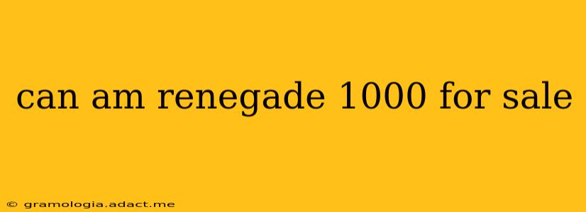 can am renegade 1000 for sale