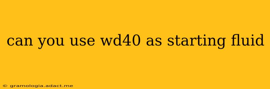 can you use wd40 as starting fluid