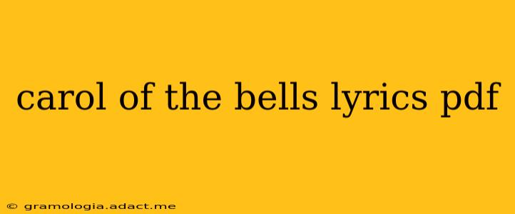 carol of the bells lyrics pdf