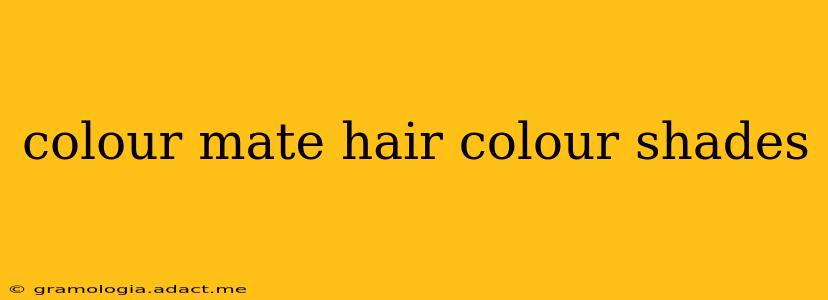 colour mate hair colour shades