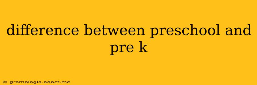 difference between preschool and pre k