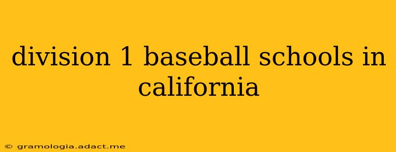 division 1 baseball schools in california