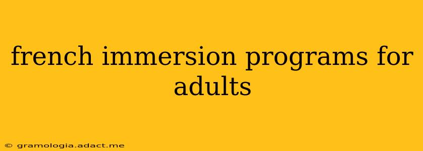 french immersion programs for adults