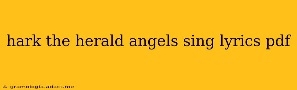 hark the herald angels sing lyrics pdf