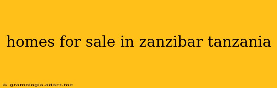 homes for sale in zanzibar tanzania