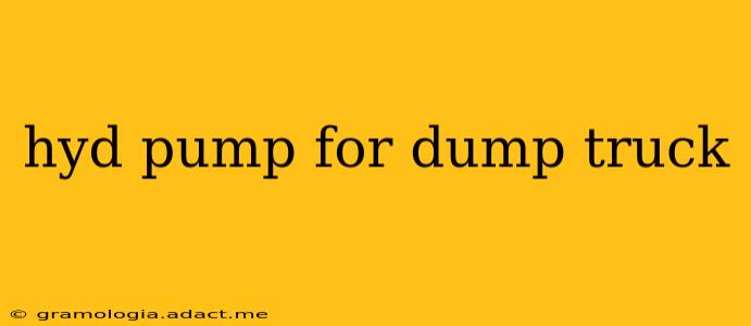 hyd pump for dump truck