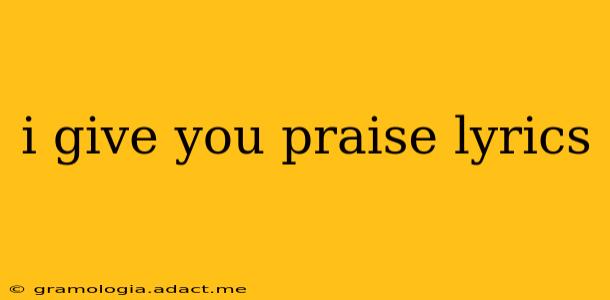 i give you praise lyrics