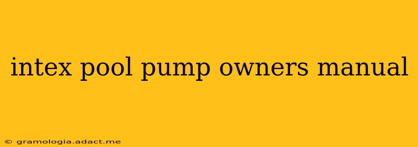 intex pool pump owners manual