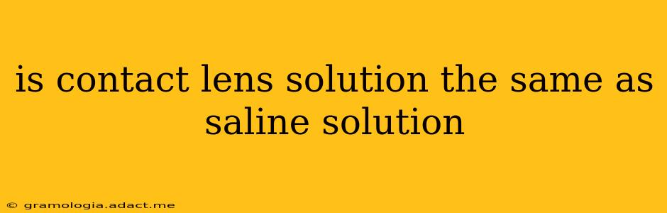 is contact lens solution the same as saline solution
