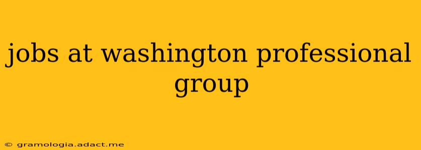 jobs at washington professional group