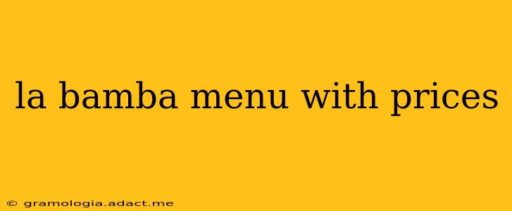 la bamba menu with prices