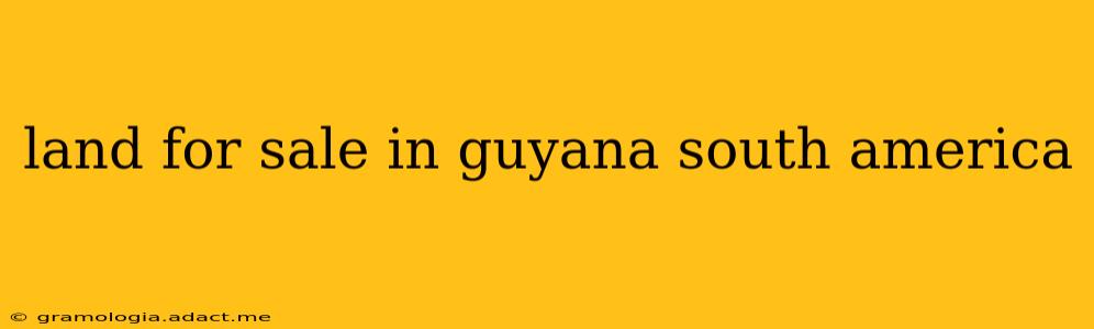 land for sale in guyana south america