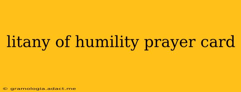 litany of humility prayer card