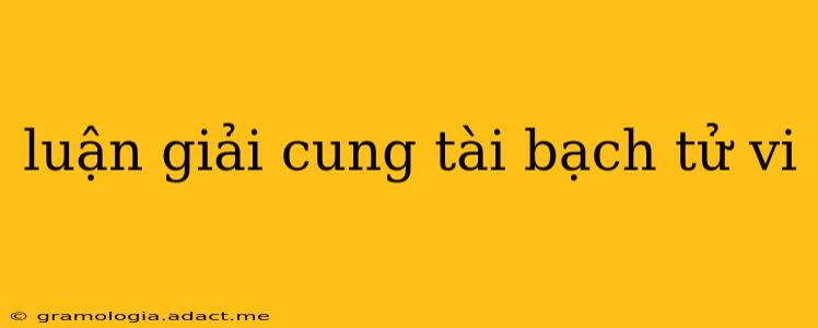 luận giải cung tài bạch tử vi
