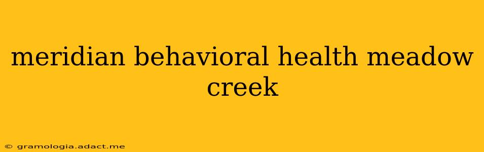 meridian behavioral health meadow creek