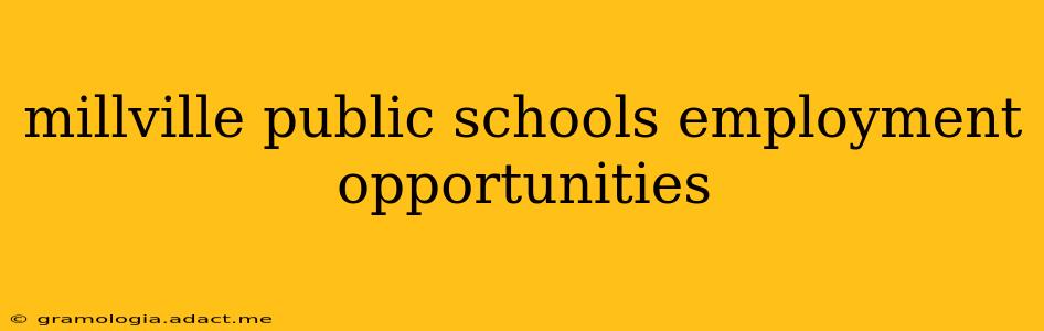 millville public schools employment opportunities