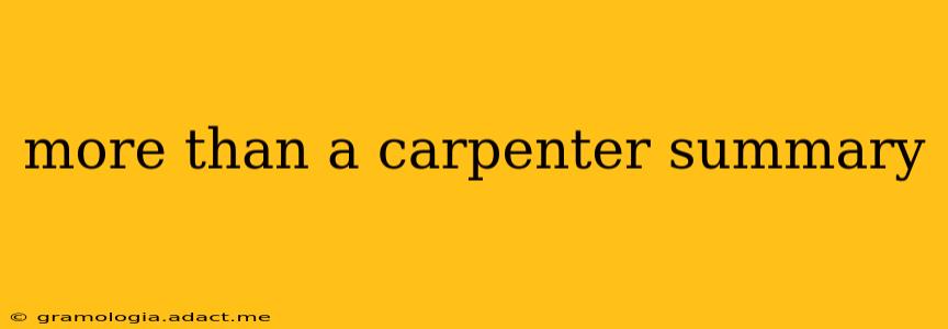 more than a carpenter summary