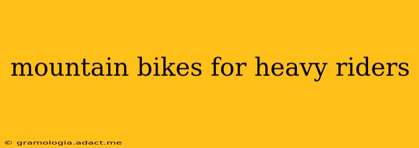 mountain bikes for heavy riders