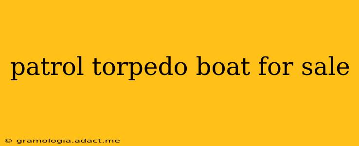 patrol torpedo boat for sale