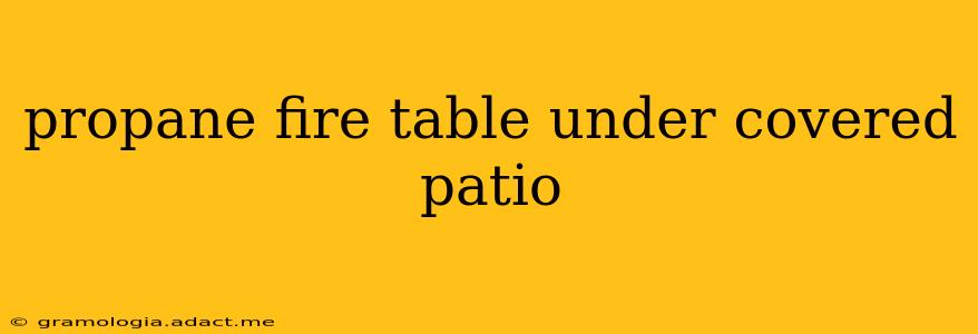 propane fire table under covered patio