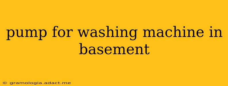 pump for washing machine in basement