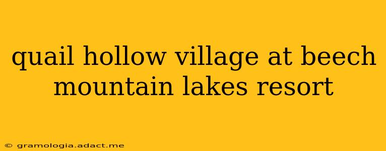 quail hollow village at beech mountain lakes resort