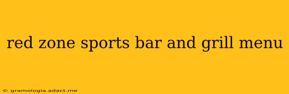 red zone sports bar and grill menu