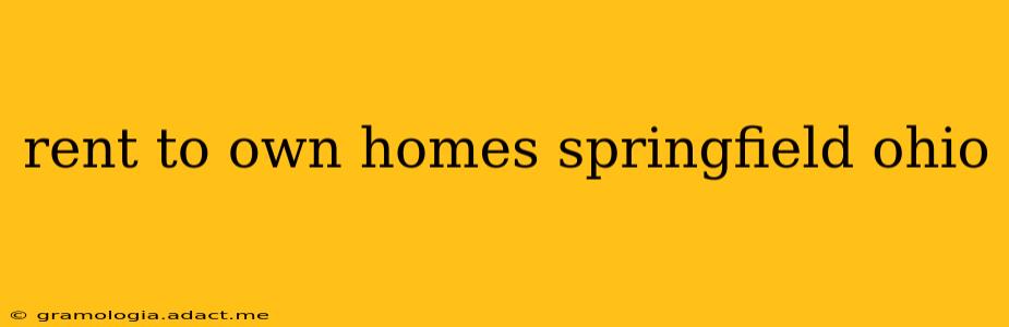 rent to own homes springfield ohio