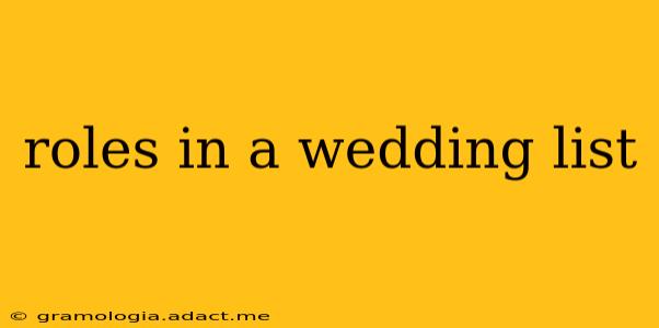 roles in a wedding list