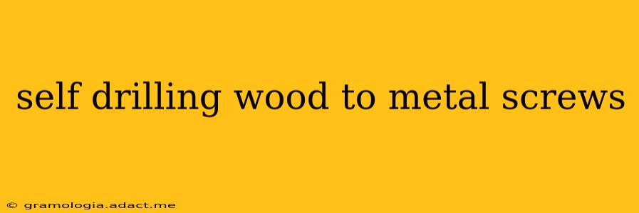self drilling wood to metal screws