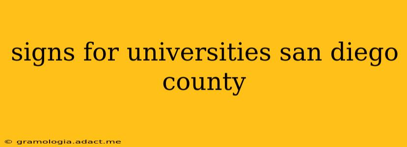 signs for universities san diego county