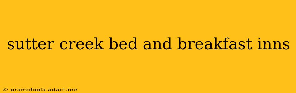 sutter creek bed and breakfast inns