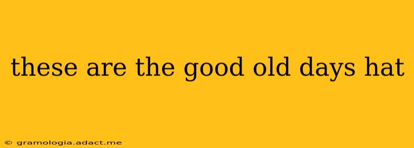 these are the good old days hat