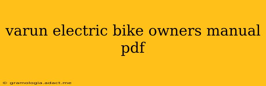 varun electric bike owners manual pdf