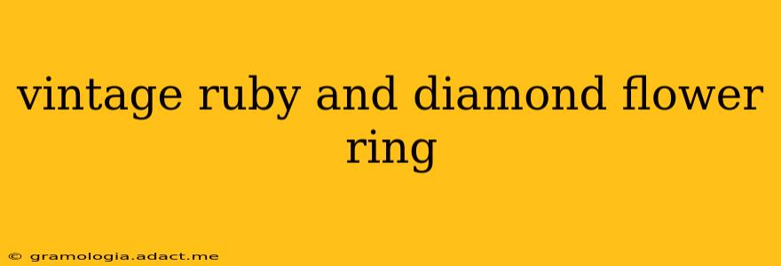 vintage ruby and diamond flower ring