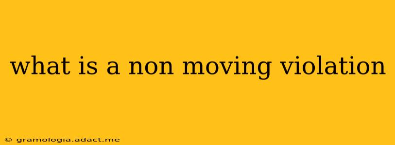 what is a non moving violation
