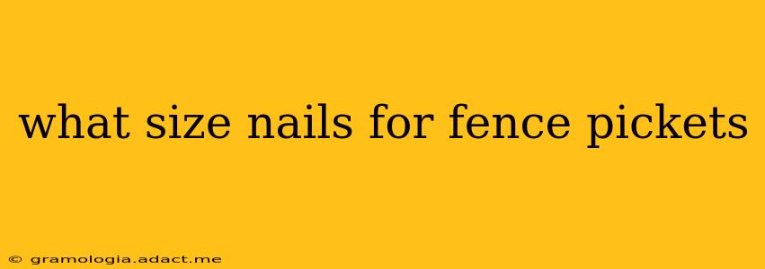 what size nails for fence pickets