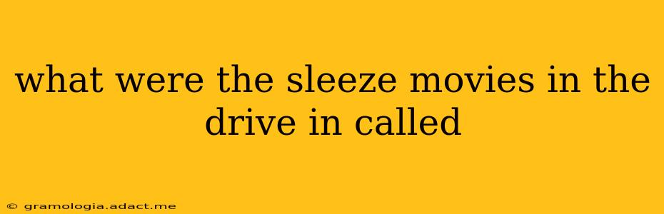 what were the sleeze movies in the drive in called
